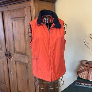 VINTAGE LL Bean Orange Navy Fleece Lined Vest